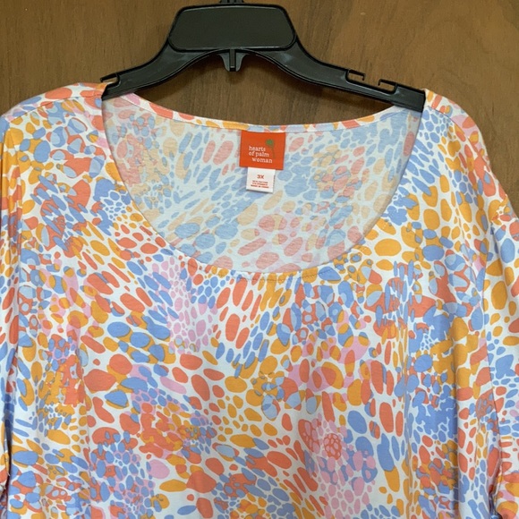 Hearts of Palm abstract print top with stretch 3X - Picture 5 of 17